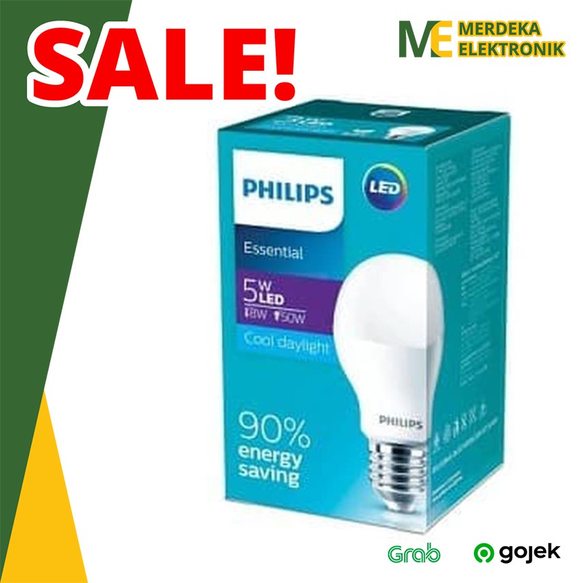PHILIPS Lampu LED Essential 5 Watt PUTIH Bulb Bohlam Philips 5 watt