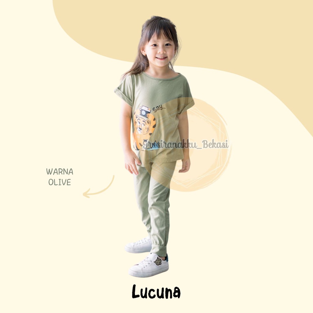 Setelan Anak Unisex Boboho Lucuna Warna Olive Size 1-5 Tahun