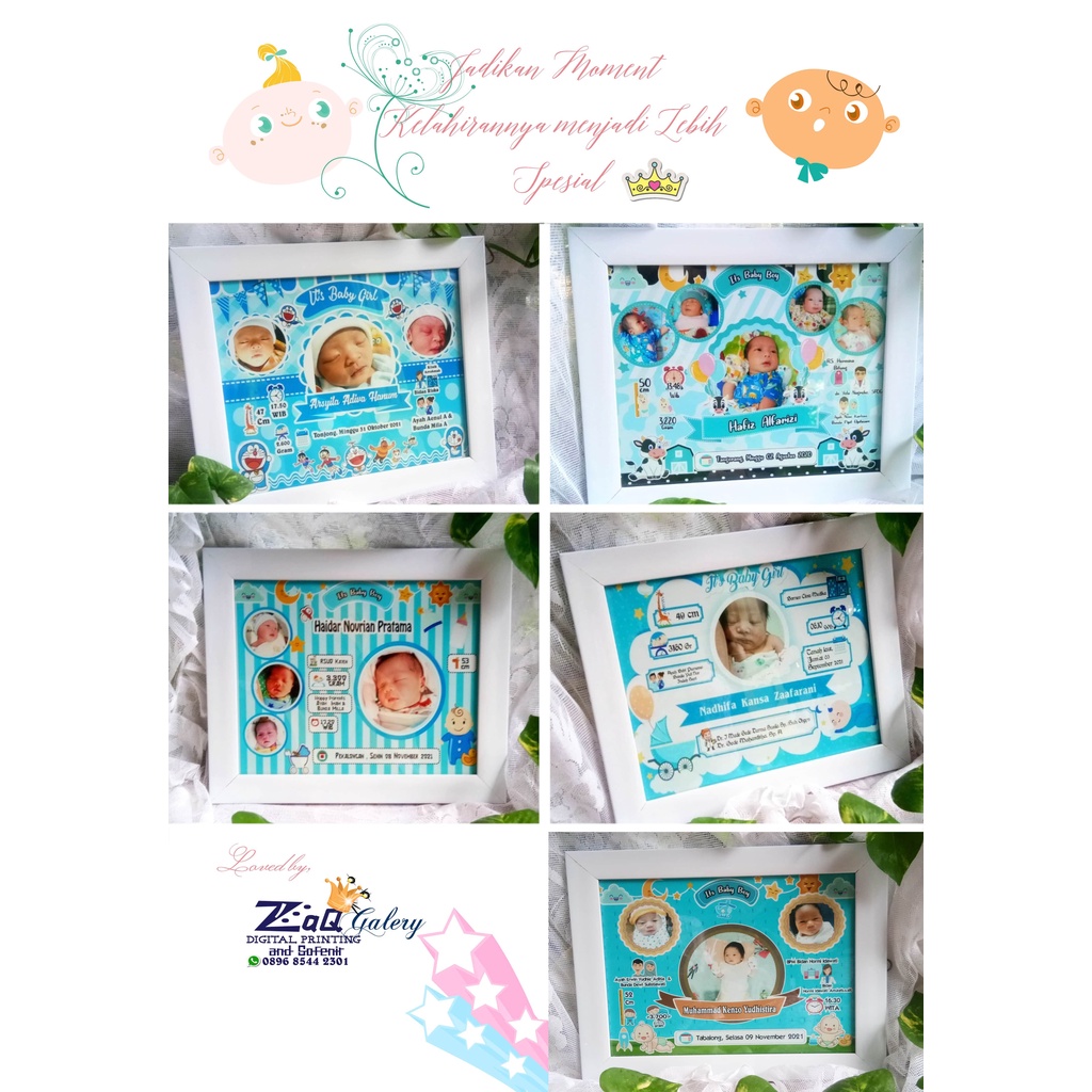 Biodata Bayi Lucu Cetak + Bingkai bisa custom 10R-4