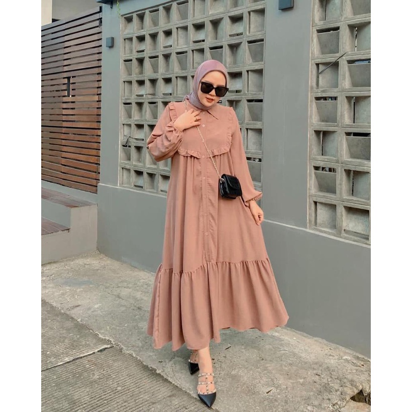 ( DRESS VIRAL) MARISKA DRESS/ DRESS TERLARIS CRINKLE AIRFLOW/ BUSUI FRIENDLY/ BANYAK SIZE M, L DAN XL