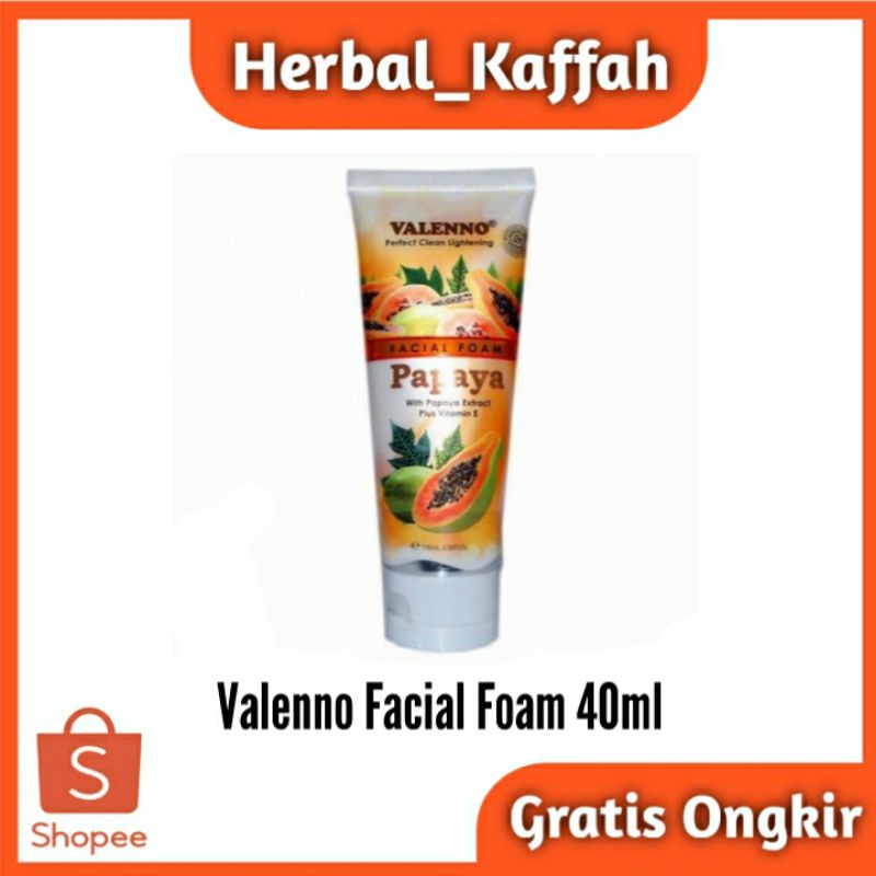 Valenno Facial Foam 40ml Perfect Clean Lightening With Papaya Extract Mengangkat Sel Kulit Mati