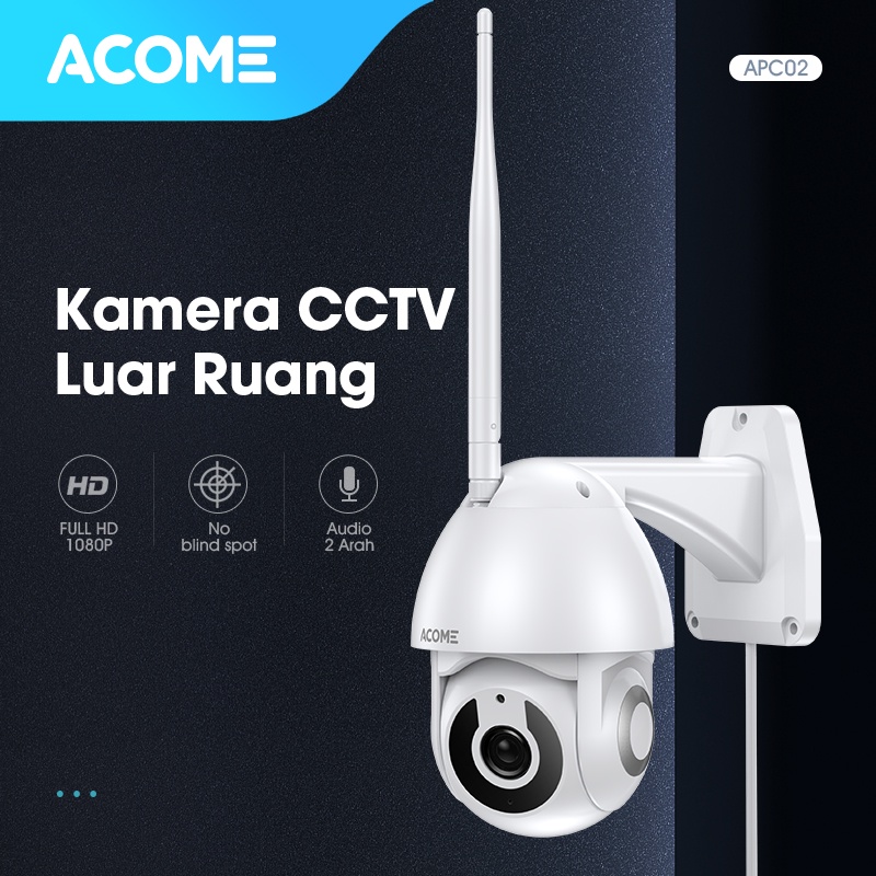 ACOME WiFi Tahan air PTZ Camera CCTV FULL HD 1296P 3MP Kamera No Blind Spot 2 Arah Luar Ruangan APC02