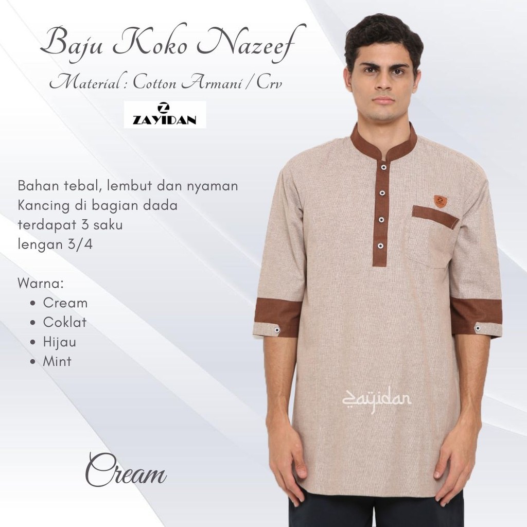 Koko pria dewasa baju koko bisa COD Baju koko pendek ZAYIDAN fashion muslim pria dewasa Kurta Pria M