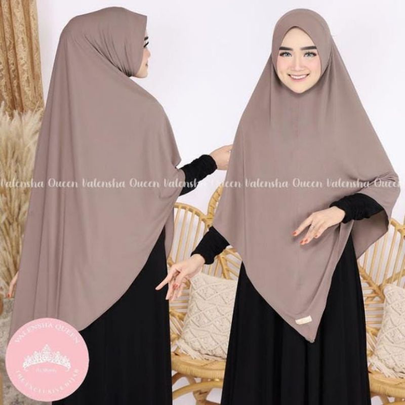 KHIMAR JERSEY JUMBO V KHIMAR SYARI VALENSHAQUEEN Valensha queen grosirjilbab-Dark Grey Stone