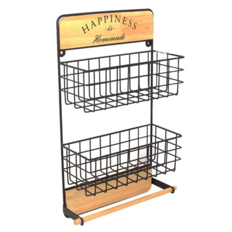 INFORMA - RAK PIRING - ROWEN 2 TIER HANGING KITCHEN RACK BROWN