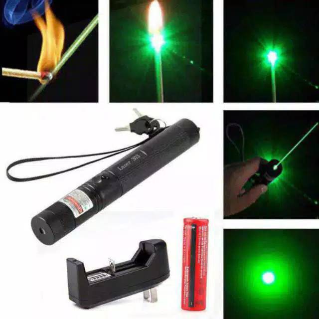 Green Laser pointer 303 rechargeable baterai