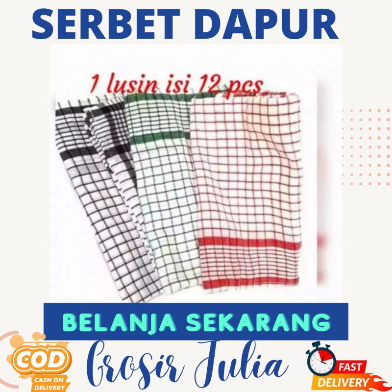 Serbet Dapur Kain Lap Piring Serbaguna isi 12pcs