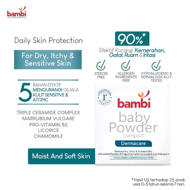 Bambi Baby Powder Compact Dermacare 40 Gr - Bedak Bayi Kulit Atopik