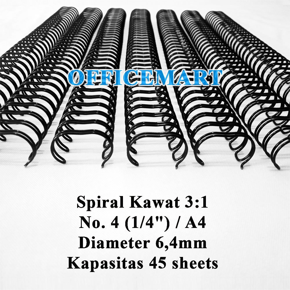 

JBI Spiral Kawat A4 3:1 No. 4 (1/4") - Hitam (Box Isi 100 Batang)