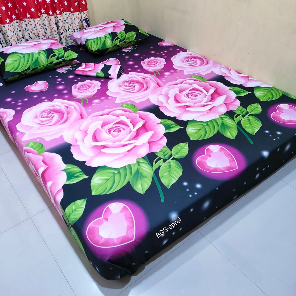 sprei homemade murah motif rose pink love new