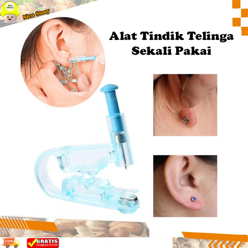 (NCS) ALAT TINDIK TELINGA Sekali Pakai Bahan Stainless Steel Hidung Kuping Ear Piercing FREE ALKOHOL