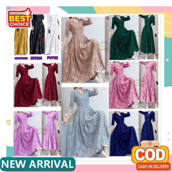 Dress Pesta Casual Wanita Variasi Sabrina Cotton Stretch Lucie Plisket Black & White Maxi Cassie Lon