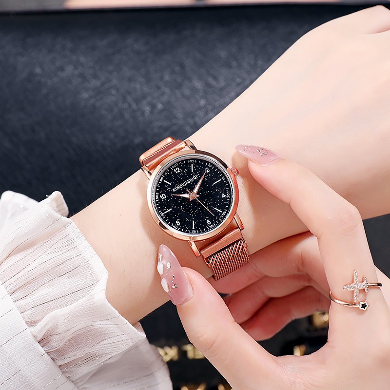 Jam Tangan Wanita Dengan Strap Rantai Pasir Analog Quartz Fashion Korean Import