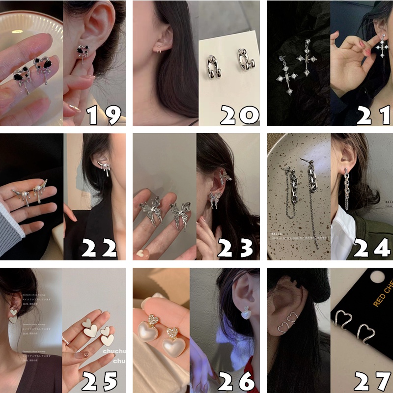 Anting Stud Hias Kristal Mutiara Gaya Hip Hop Korea Untuk Wanita
