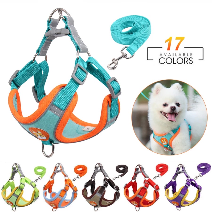 Set Rompi Harness Anjing Peliharaan Dengan Tali Tuntun Untuk Jalan / Lari / Outdoor / Travel