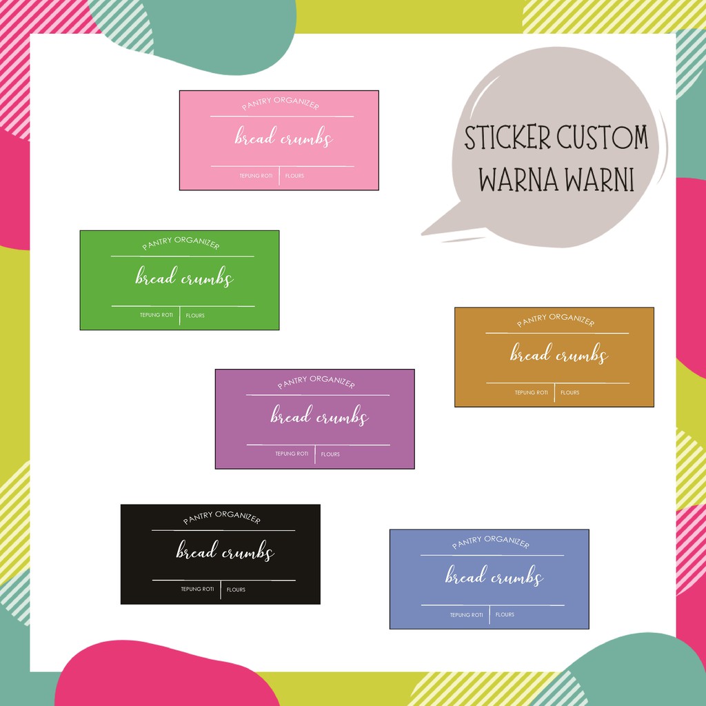

Custom Stiker Label Warna Warni Modern Aesthetic | Custom Stiker Label Pantry