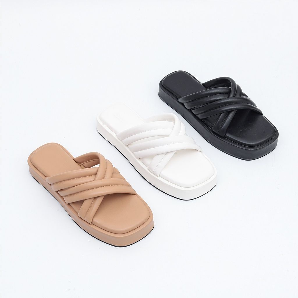 Sandal Wanita Wedges 3cm Puffy/Sendal Anak Dan Dewasa Tali Busa Empuk Women And Kids Slip On