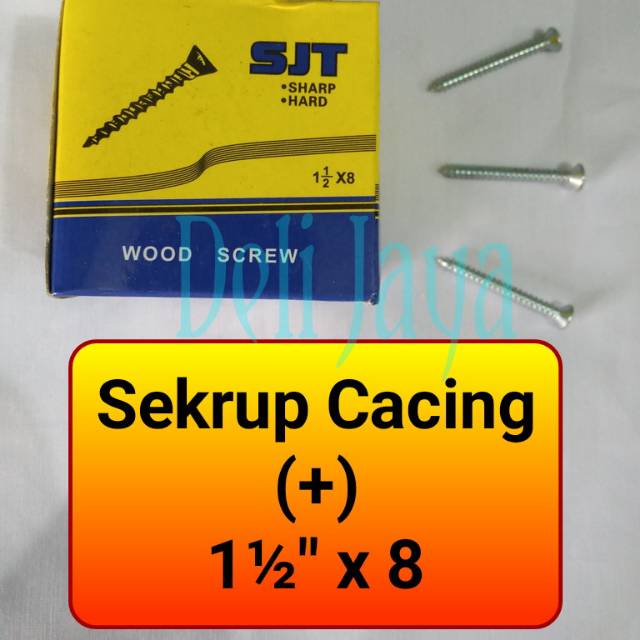 Sekrup Skrup Cacing Baut Cacing Sekrup Philip 11/2 x 8