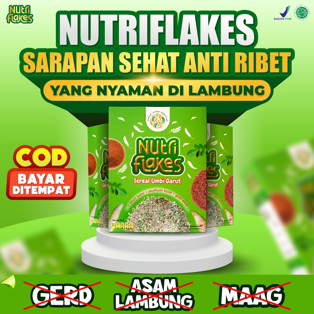 

Nutriflakes - Minuman Asam Lambung Maag Kronis Gerd Suplemen Makanan Diet Minuman Sereal Dewasa Sereal Umbi GarutIsi 280g Cocok Untuk Kesehatan