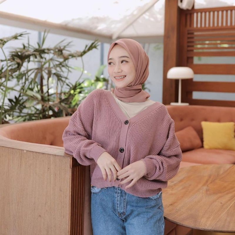 Cardigan Rajut Wanita Premium Crop Cardi Oversize PREMIUM TEBAL