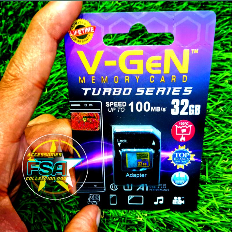 Memory card V-gen 32GB + adaptor kamera original v-gen class 10 turbu series speed 100mbps