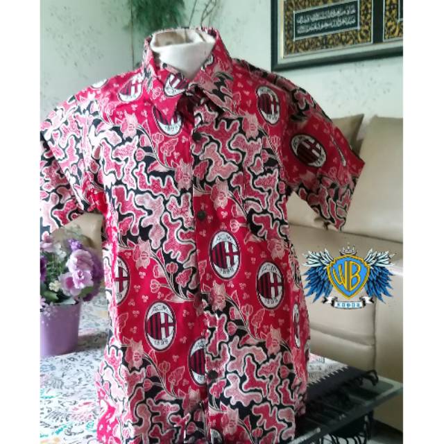 Kemeja Batik Bola Anak AC Milan