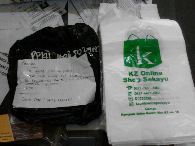 Plastik Kresek A100pcs + Sablon Uk 15x25, Free Desain Kantong Plastik