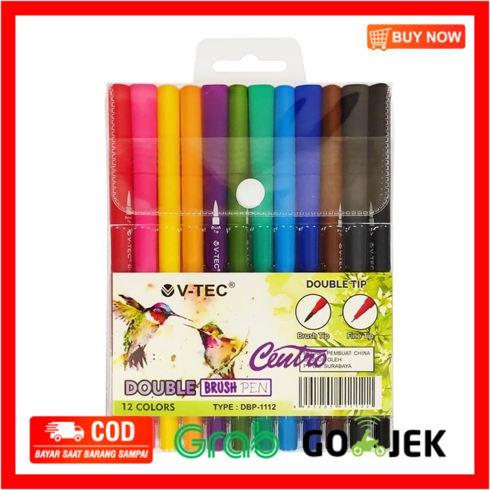 

(BISA COD) V-Tec Double Brush Pen 12 Warna Colors VTec DBP-1112 Dual Duo Tip