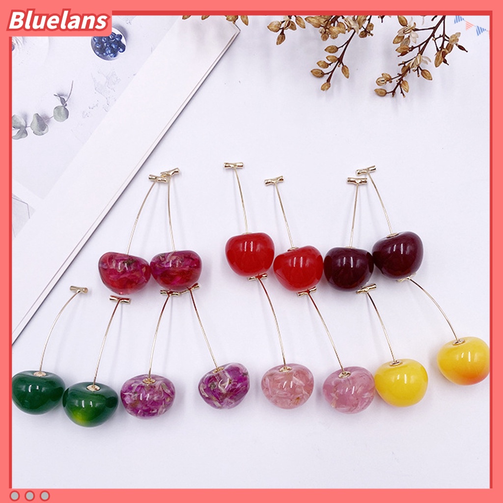 1 Pasang Anting Stud Desain Buah Ceri Untuk Aksesoris Wanita