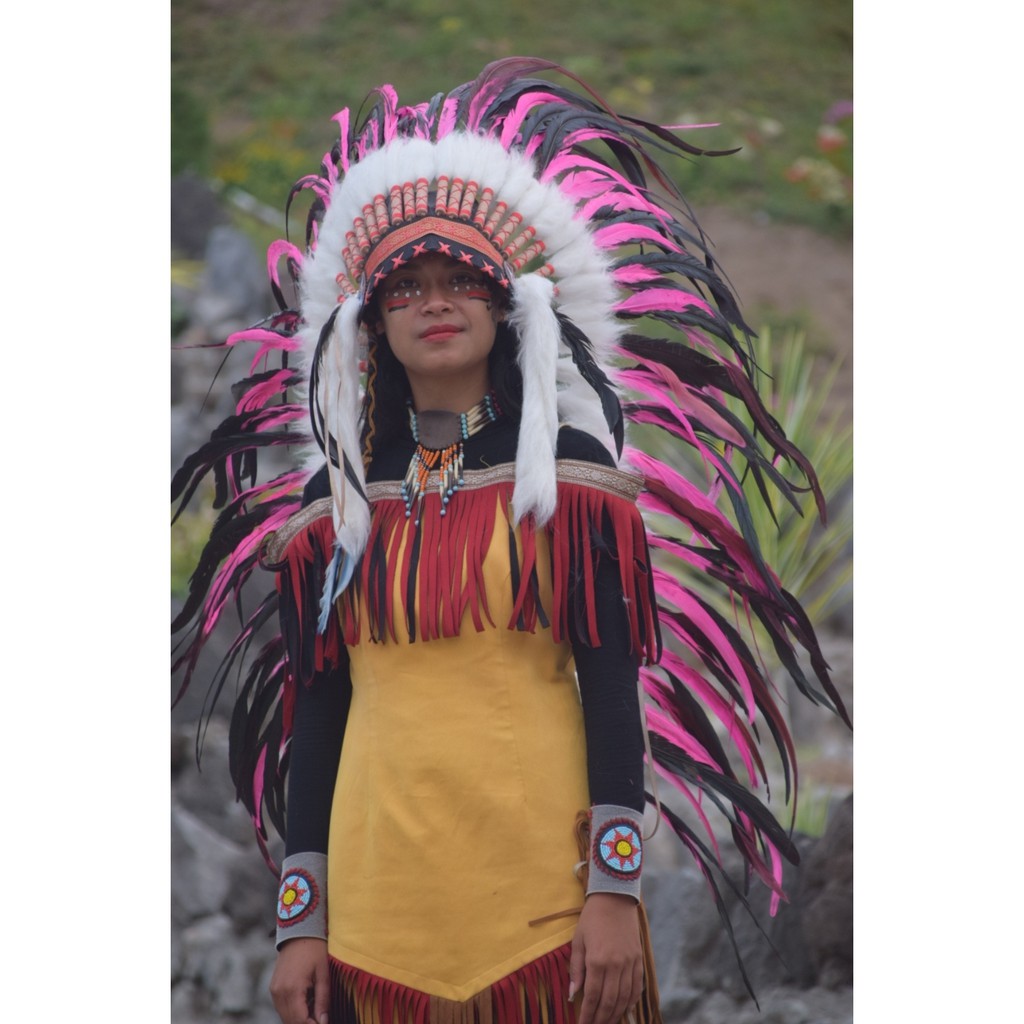 TOPI INDIAN - INDIAN HEADDRESS MEDIUM AYAM BILABONG PINK