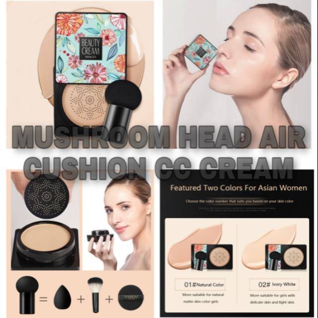 BAYAR DITEMPAT !!! MUSHROOM HEAD SPON CUSHION MAKEUP WAJAH BB CC CREAM IMAGE WATERPROFF