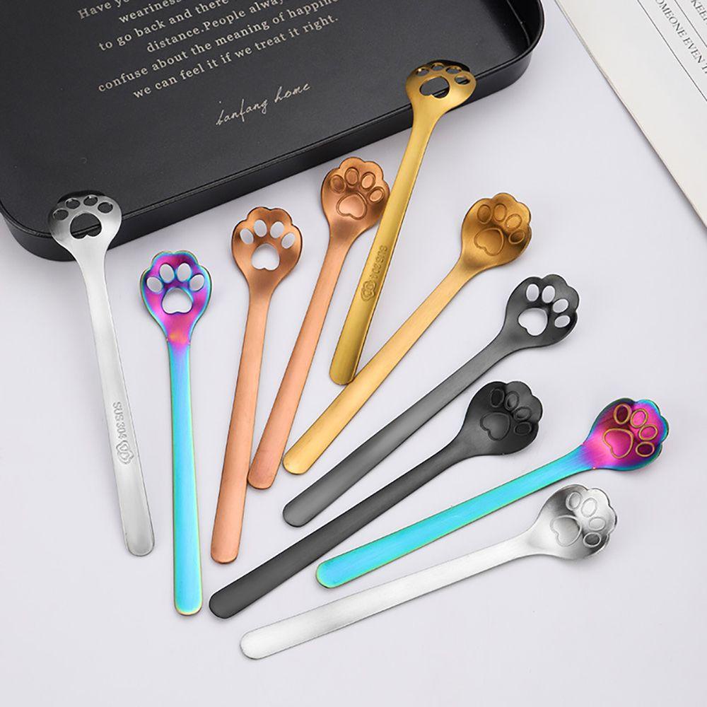 SOLIGHTER Coffee Stirring Spoons Hollow Ice Cream Dessert Tea Accessories Dog Paw Spoon