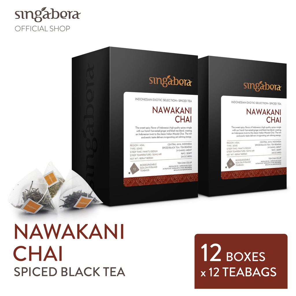 

Singabera Nawakani Chai - Spiced Black Tea - 12 box @ 12 teabags (1 Karton 12 box)