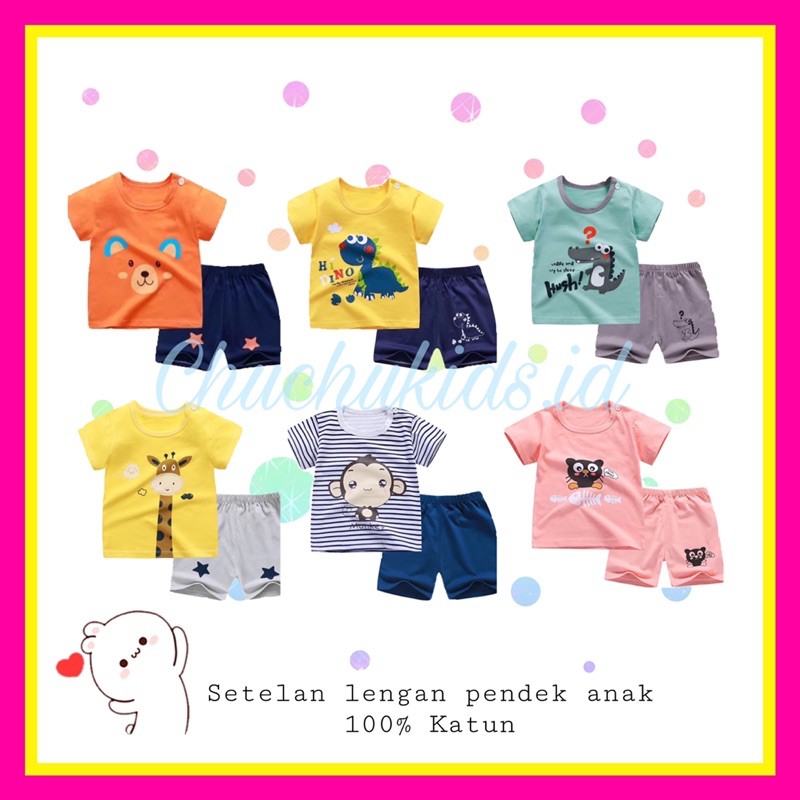  Setelan  anak  kaos T shirt laki laki perempuan  baju  tidur 