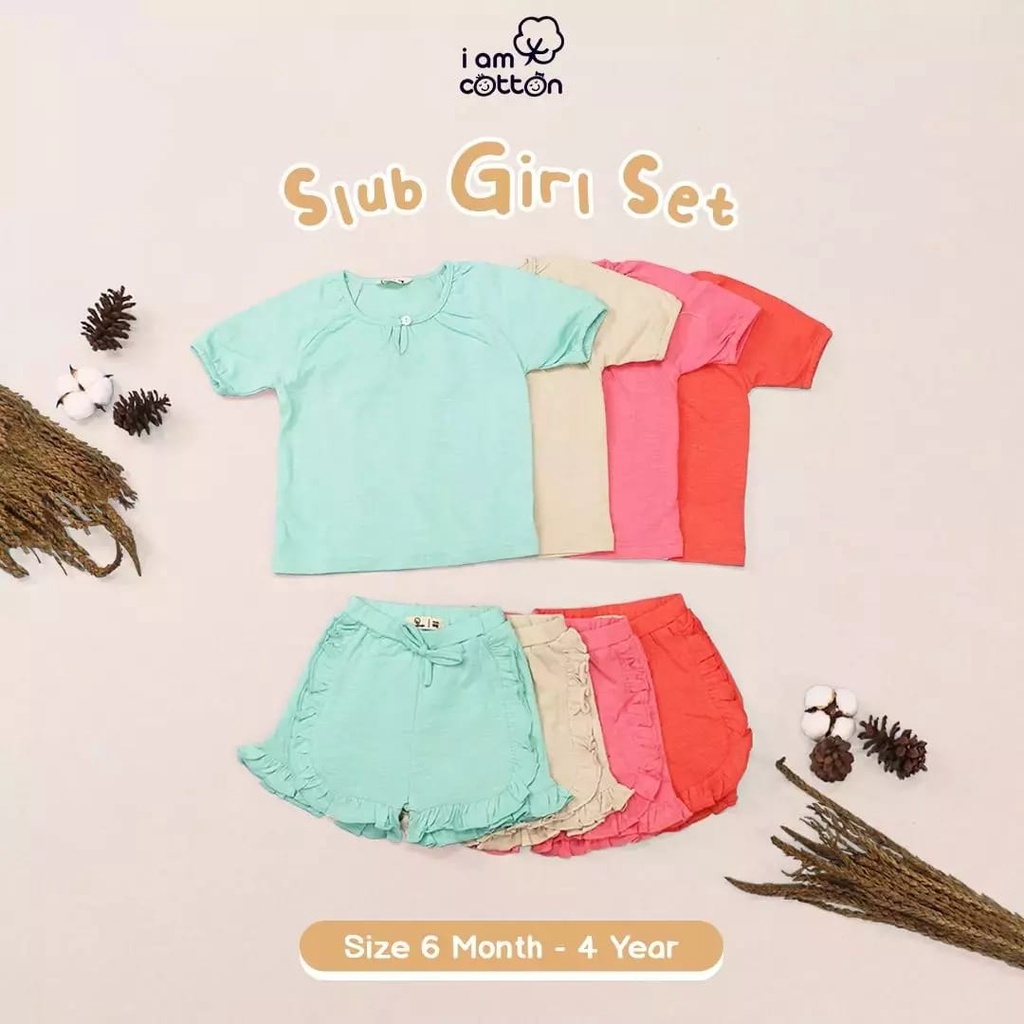 I Am Cotton Setelan Slub Girl 6M-24M