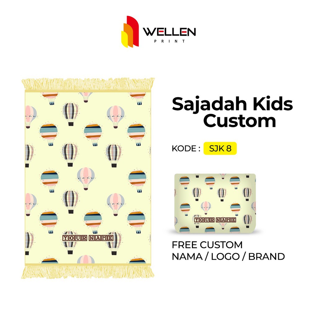 WELLEN PRINT - Sajadah custom print nama / cetak sajadah dan pouch ukuran kecil untuk anak-SJK 8