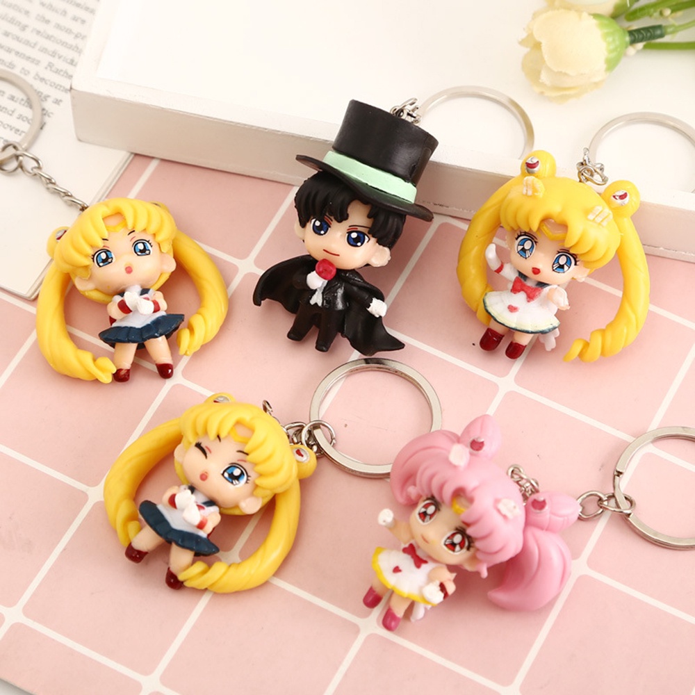 Needway  Men Sailor Moon Key Chain Kawaii Key Chains Anime Keyring Women Creative Gifts Japanese Anime Personality Cosplay Bag Pendants