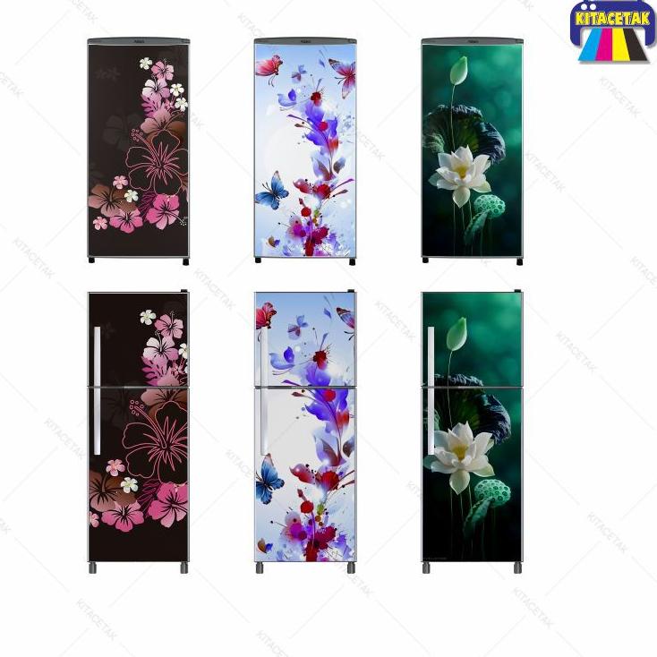 ♀ Stiker Kulkas Sticker Wallpaper Kulkas 1 dan 2 Pintu Motif Bunga Shabby ✷