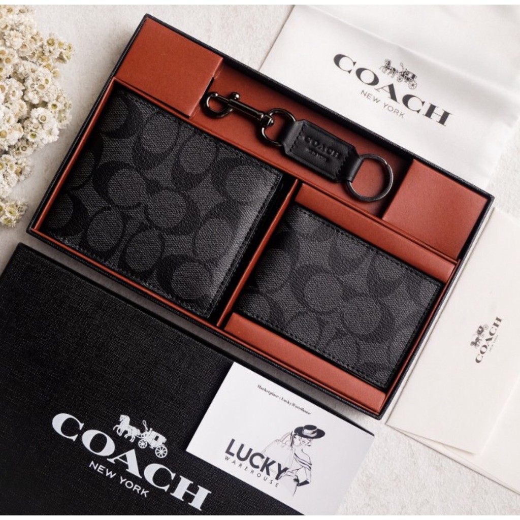 Coach Compact ID Signature Wallet + Card Holder BNIB 1000% Authentic