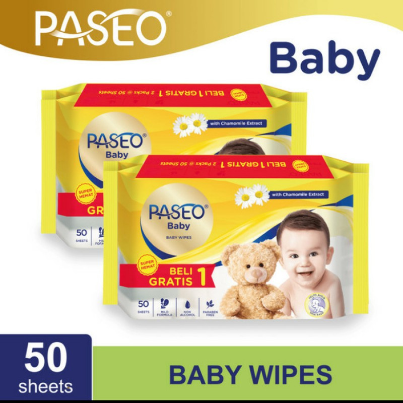 Paseo Baby Wipes 50 sheets Promo Buy 1 Get 1 Tissue Basah Tisu