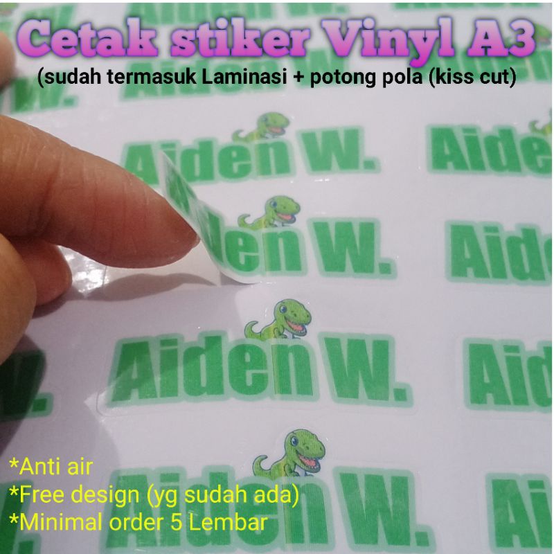 

Cetak Stiker Vinyl A3 free potong pola