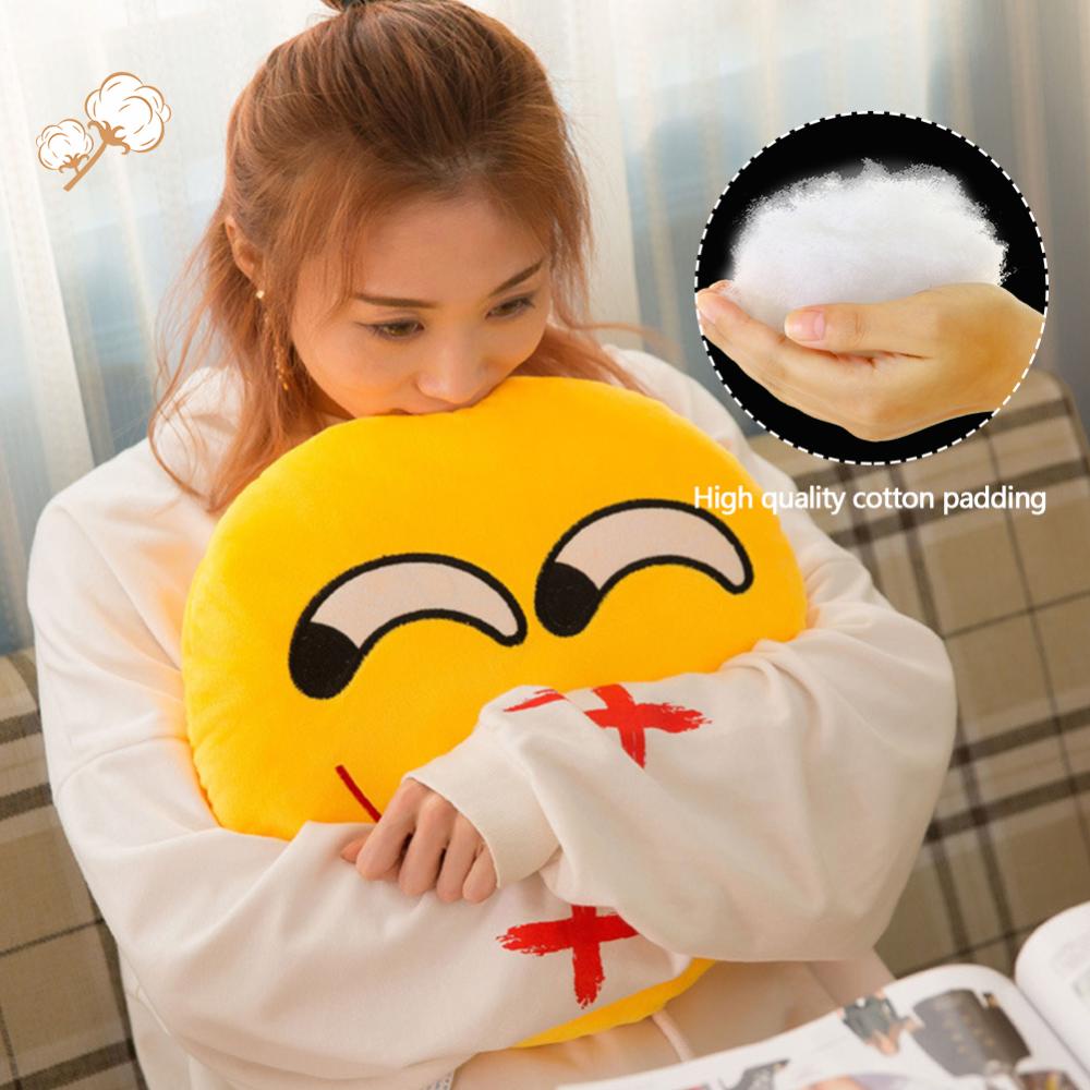 Timekey Boneka Bantal Stuffed Plush Emoji Bulat Kuning 30cm Untuk Hadiah Ulang Tahun U8X2