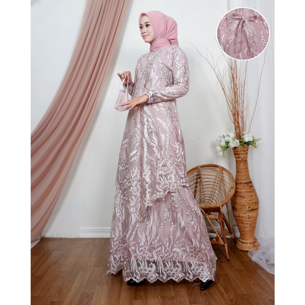 Kebaya Gamis Tingkat Runcing Claudia NK / Kebaya Gamis Pesta Mewah / Gamis Kondangan / Dress Brokat