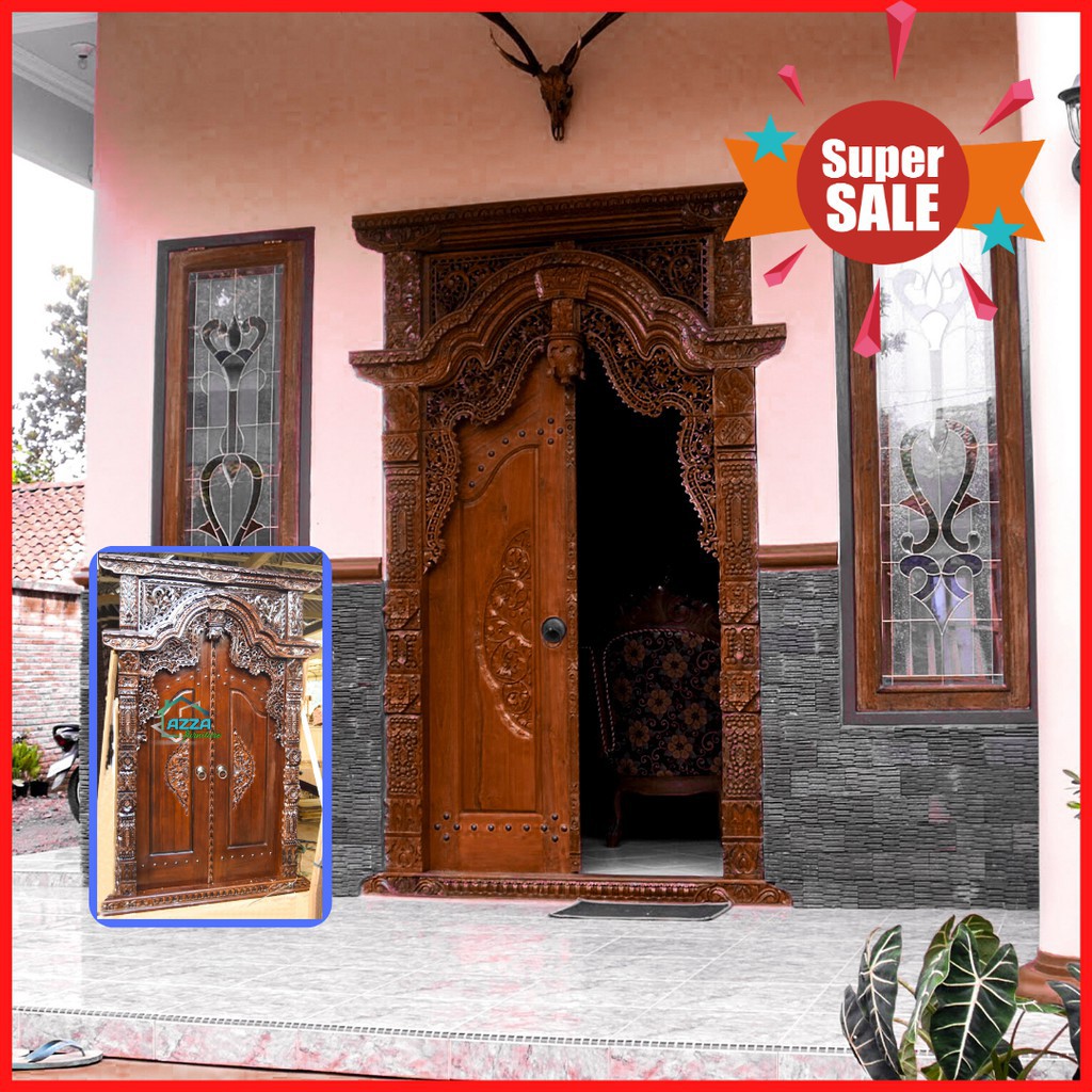 pintu rumah gebyok kayu jati ukiran jawa klasik