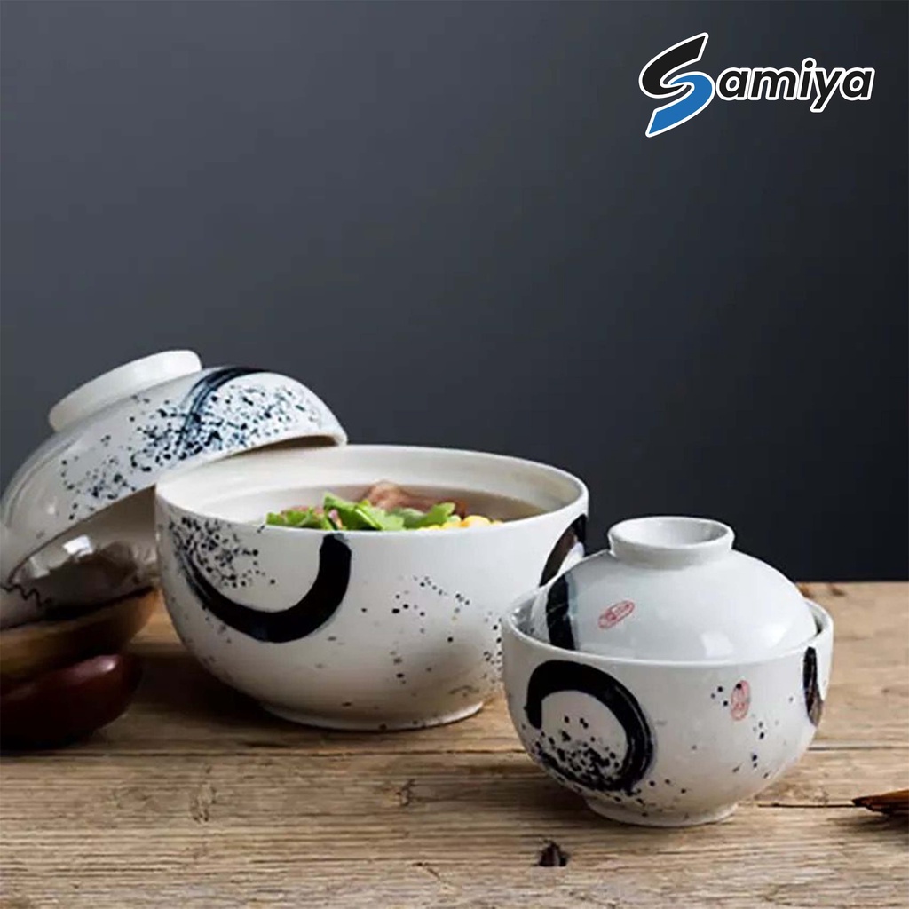 japanese style ceramic stew pot soup rice bowl H / mangkok makan keramik lauk soup nasi set 2in1