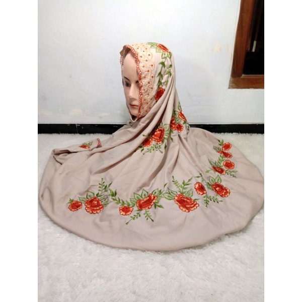 Mukena Polino Warna Bordir Tebal Terusan /Lajuran