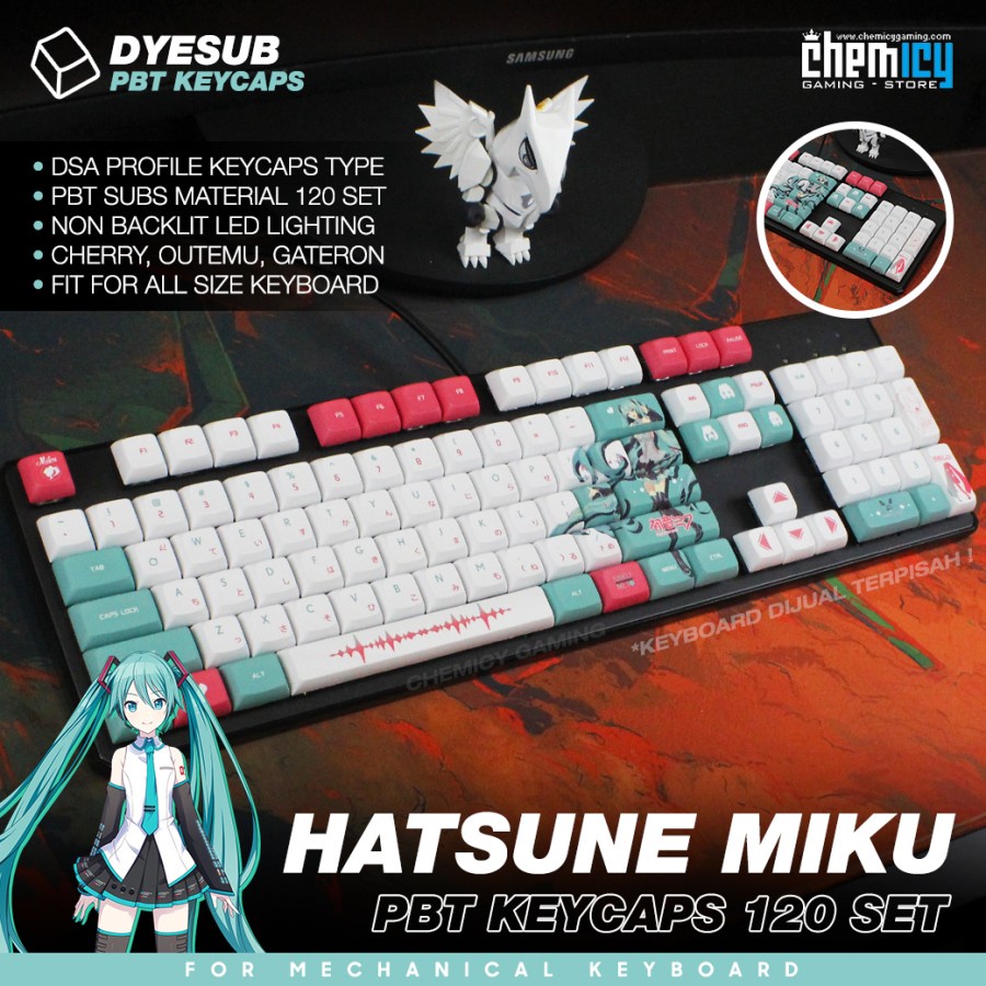 Hatsune Miku PBT Dyesub 120 Set Keycaps DSA Profile