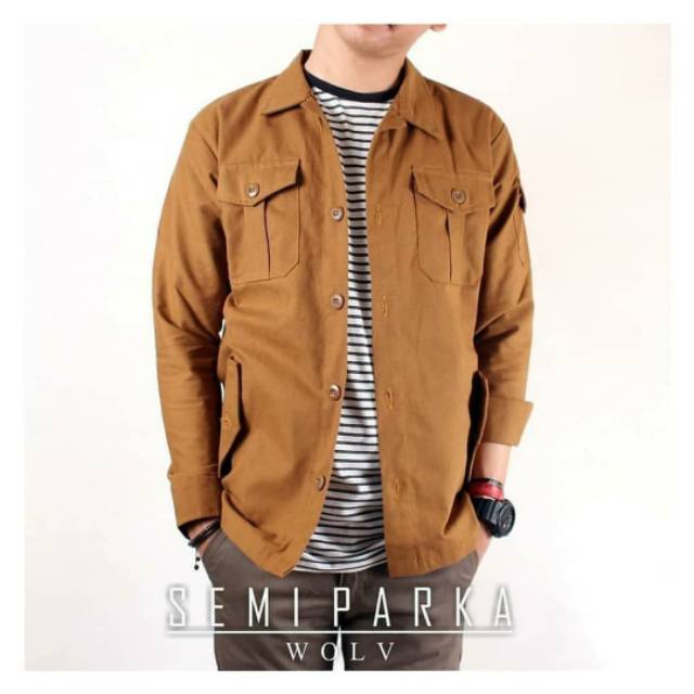 JAKET KEMEJA SEMI PARKA PREMIUM  ( 4 SAKU )