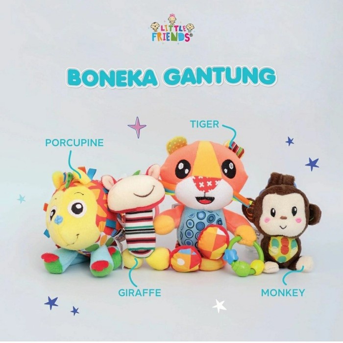 LITTLE FRIENDS Boneka Gantung Rattle Mainan Bayi Gantungan Stroller