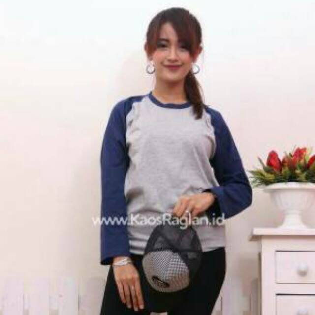 JUMBO XXL ABU NAVY Baju Reglan Kaos Polos Kaos Lengan JUMBO XXL ABU NAVY Baju Reglan Kaos Polos Kaos Lengan